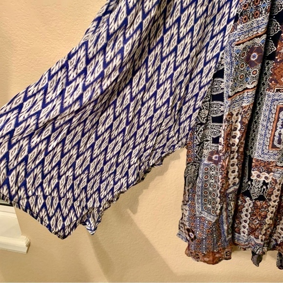 NWT Hem & Thread Skirt Poncho Combo Large Patchwork Boho Rayon Floral Geometric - Picture 6 of 15
